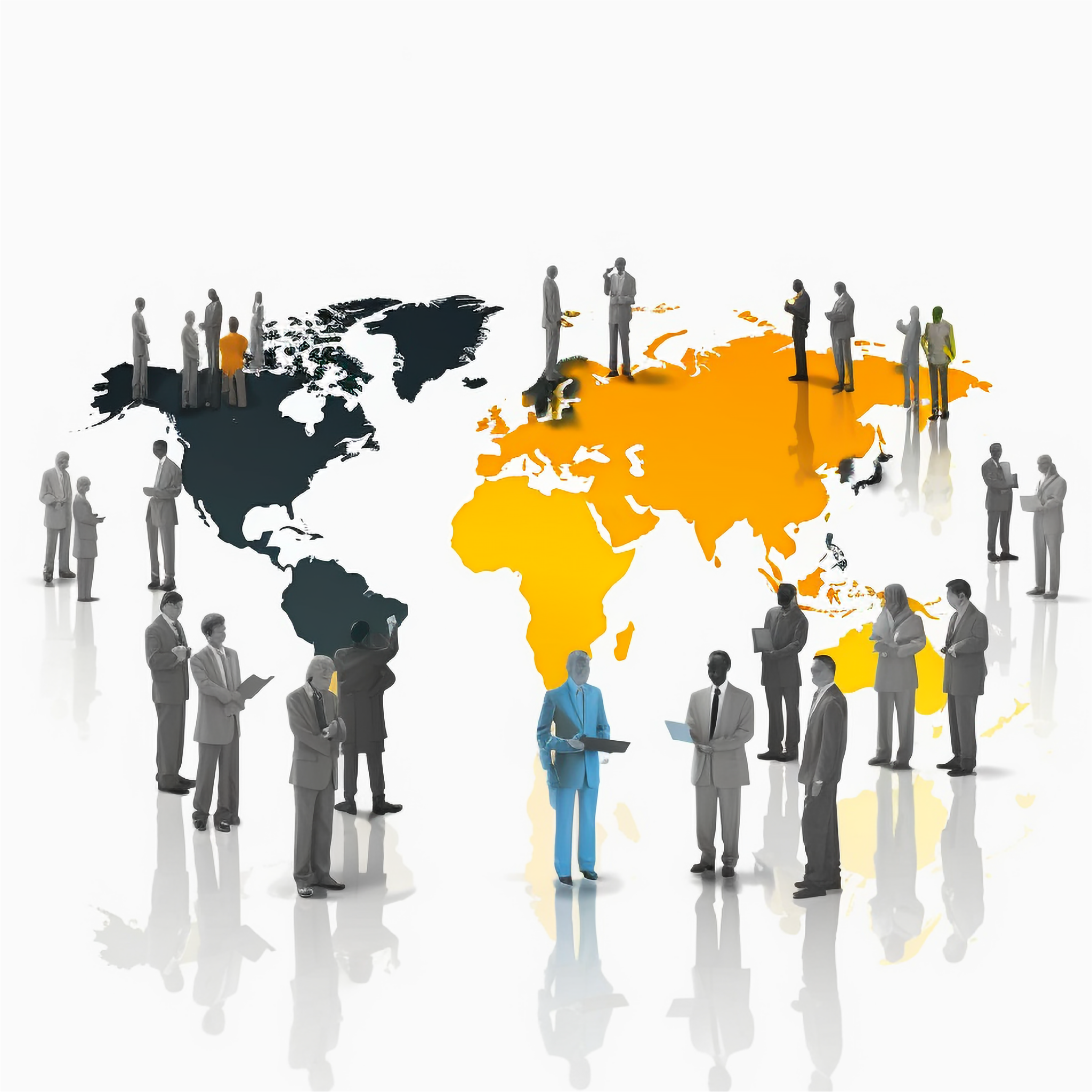 modern trading company office with global products display